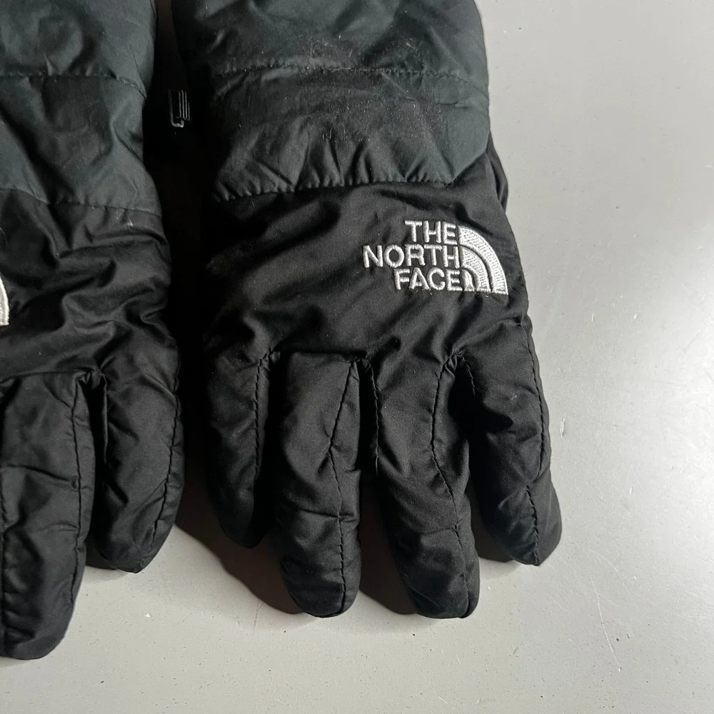 The North Face Boys Black Winter Gloves Fleece Lined Embroidered Logo Size Large